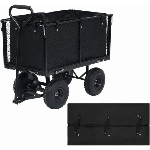 YAFF Cart Liner, Foldable Lining Cloth Bag with Snaps, Waterproof Garden Cart/Carts Wagons/Trolley Cart Inner Bag for Garden, Yard, Farm, Lawn,31.9" L x 16.1" W x 15.7" H - Black