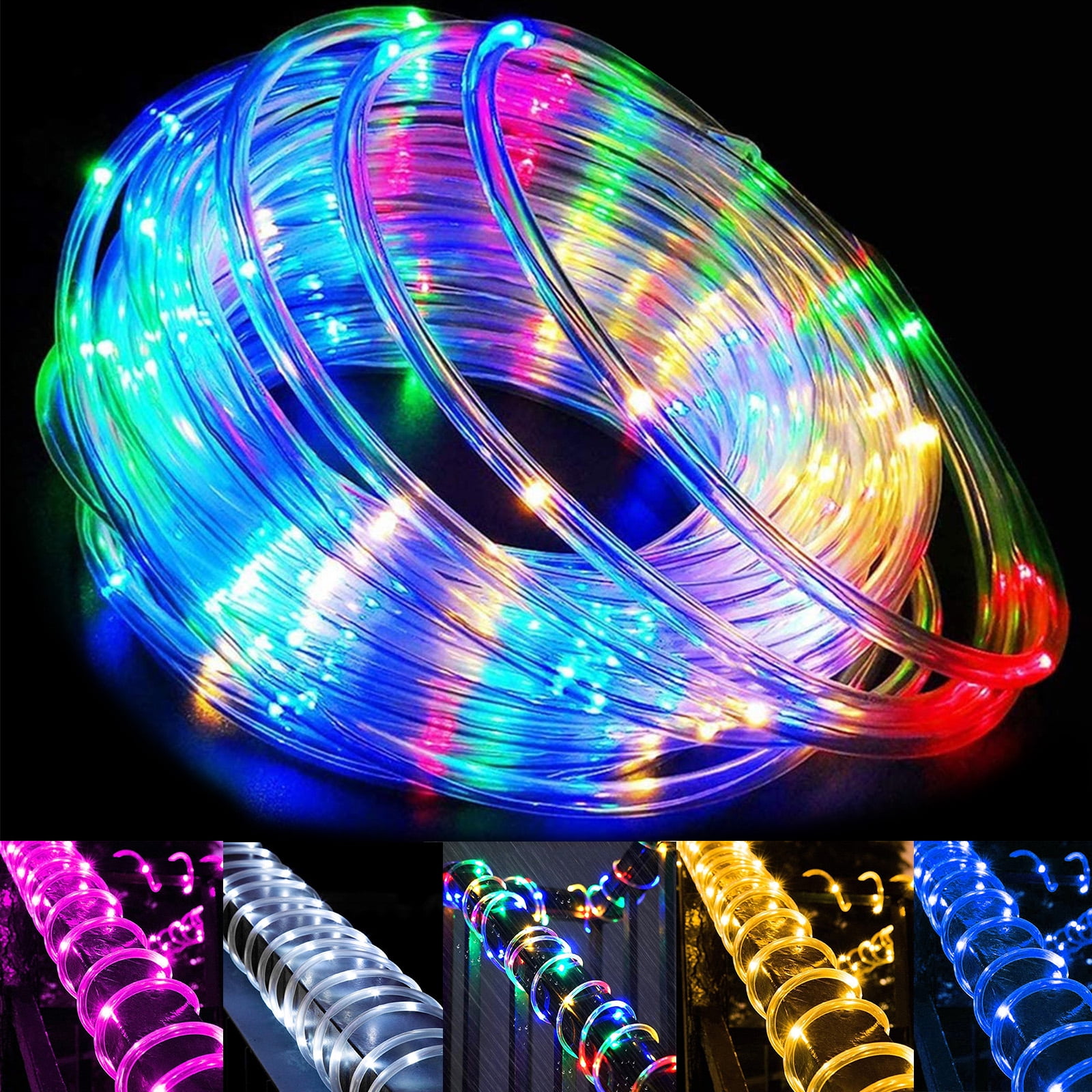 YAGHYAGH 16.4ft 50 LEDs Rope Light Battery Operated Indoor Outdoor Waterproof Flexible Strip