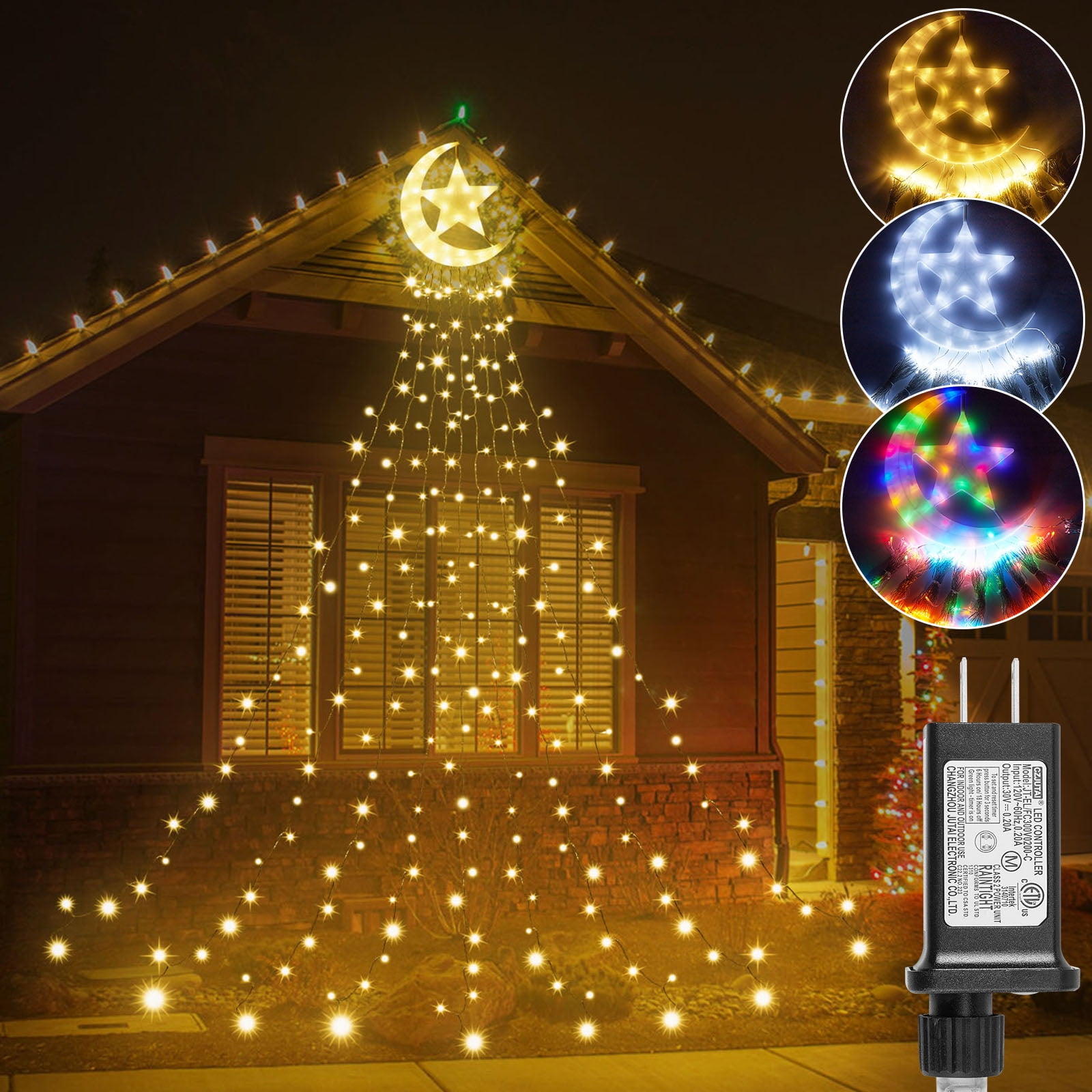 YAGHYAGH 350 LEDs Waterfall String Light Christmas Tree Garden Home