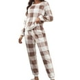 thumbnail image 1 of YAGHYAGH Womens Christmas Loungewear 2pcs Plaid Print Flannel Fleece Sleepwear Pajamas Set, 1 of 4