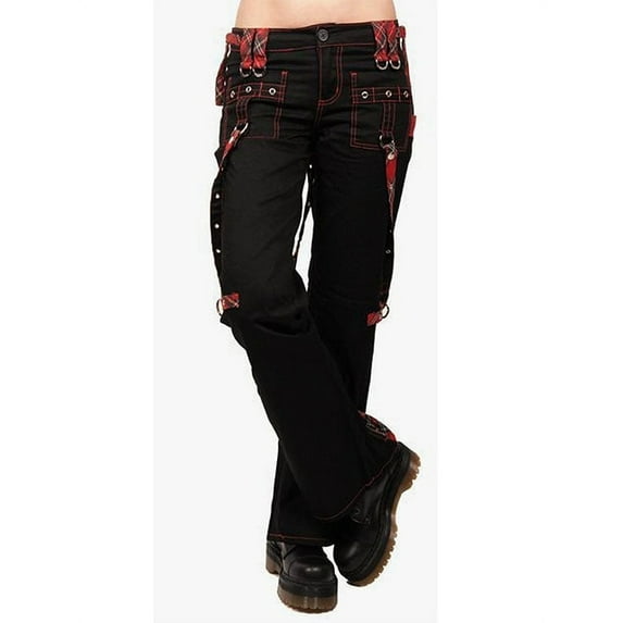 YAGHYAGH Womens High Waist Strappy Wide Leg Tartan Combat Cargo Pants