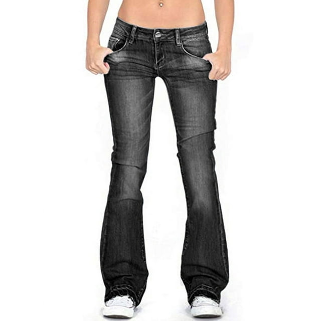 YAGHYAGH Womens Low Rise Denim Pants Bootcut Flared Jeans - Walmart.com