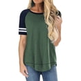 thumbnail image 1 of YAGHYAGH Womens Summer Basic Tee Raglan Short Sleeve Striped T Shirt Tops, 1 of 3