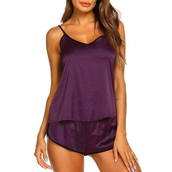 YAGHYAGH Womens Summer Pajamas Sleepwear Cami Short Loungewear Satin Silk Lingerie