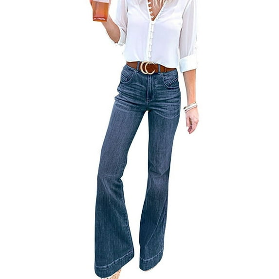 YAGHYAGH Womens Vintage Flared Bell Bottoms Denim Trousers Stretch Bootcut Jeans