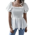 thumbnail image 1 of YAGHYAGH Womens Vintage Puff Short Sleeve Square Neck Flowy Blouse Tops, 1 of 4