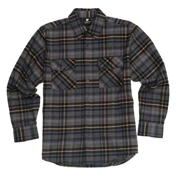 YAGO Men's Casual Plaid Flannel Heavy Weight Long Sleeve Button Down Shirt Black/14D (4X-Large)