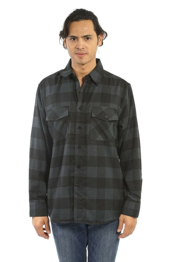 Men's Casual Plaid Flannel Long Sleeve Button Down Shirt Black/A3 (S-5XL) (Medium)