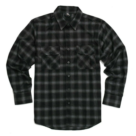 YAGO Men's Casual Plaid Flannel Long Sleeve Button Down Shirt Black/H1 (S-5XL)