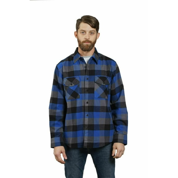 YAGO Men's Casual Plaid Flannel Long Sleeve Button Down Shirt Blue/24E (S-5XL)