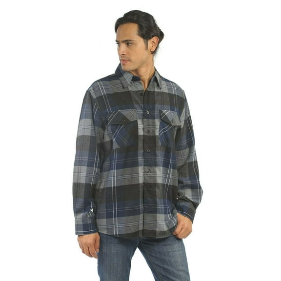 YAGO Men's Casual Plaid Flannel Long Sleeve Button Down Shirt Blue/2E (S-5XL)
