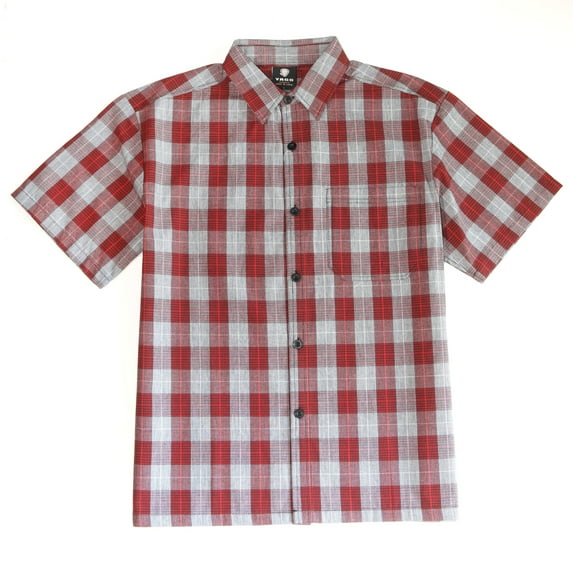 YAGO Men's Casual Plaid Short Sleeve Woven Button Down Shirt Orange H5A (X-Large)