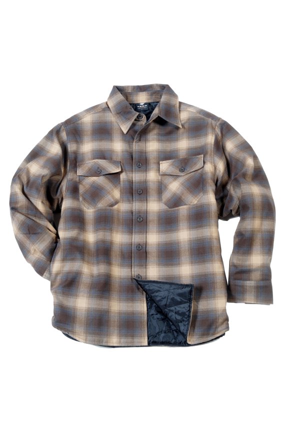 Men's Plaid Flannel Button Down Casual Shirt Jacket Beige/Brown AB21 (S-5XL) (X-Large)