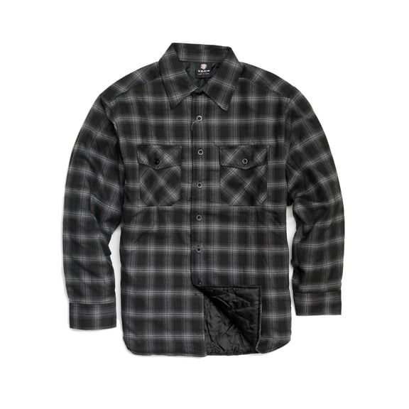 YAGO Men's Plaid Flannel Button Down Casual Shirt Jacket Black/Charcoal H1 (S-5XL)