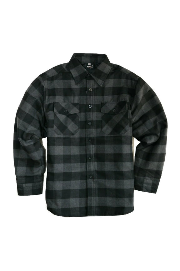 Men's Plaid Flannel Button Down Casual Shirt Jacket Black/Gray/A3B (S-5XL)