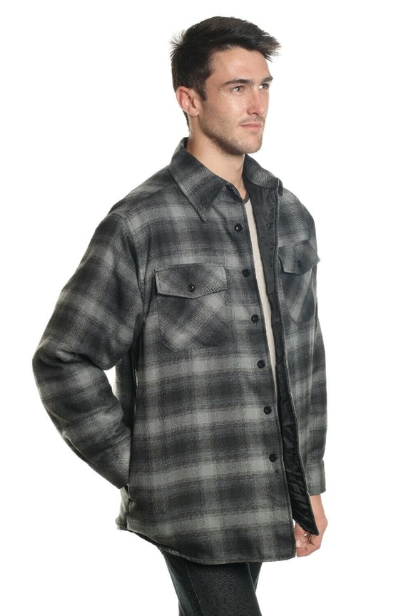 Men's Plaid Flannel Button Down Casual Shirt Jacket Gray/J4 (S-5XL) (3XL)