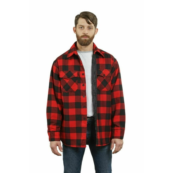 YAGO Men's Plaid Flannel Button Down Casual Shirt Jacket Red/B7 (S-5XL)