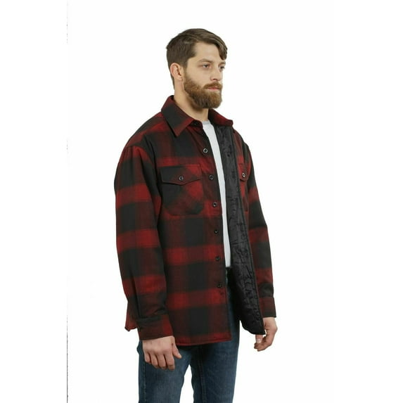 YAGO Men's Plaid Flannel Button Down Casual Shirt Jacket Red/Black/5F (S-5XL)