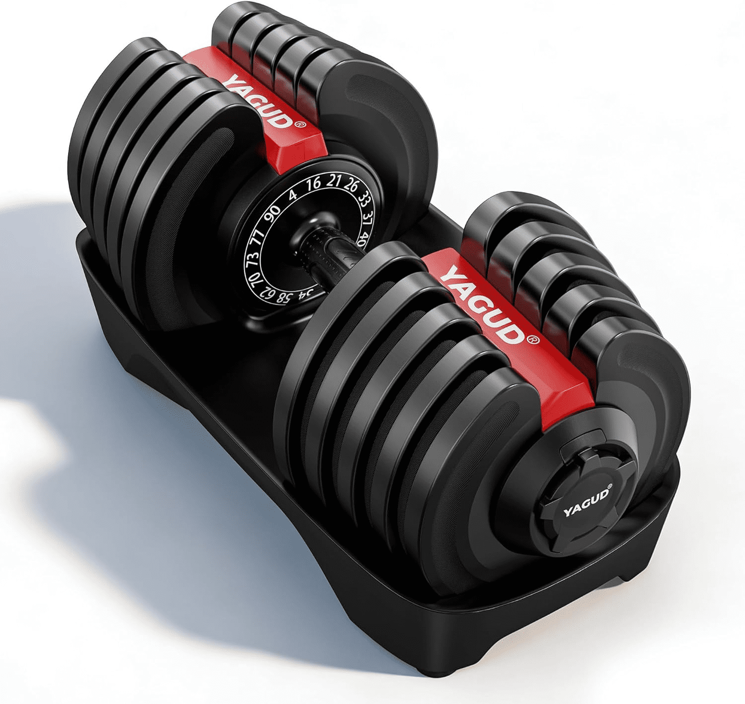 YAGUD 16-in-1 Adjustable Dumbbell Set, 4-90 LBS Quick-Adjust Dumbbells with Auto Safety Lock, Space-Saving Home Gym Weights