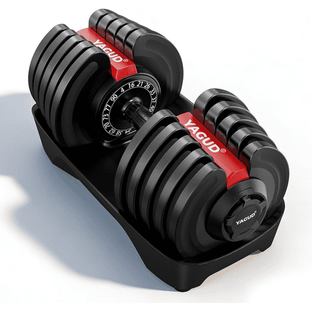YAGUD 16-in-1 Adjustable Dumbbell Set, 4-90 LBS Quick-Adjust Dumbbells with Auto Safety Lock, Space-Saving Home Gym Weights