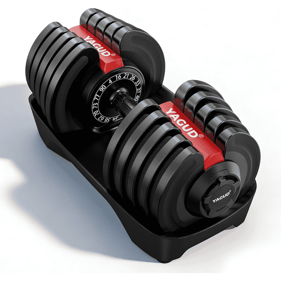 YAGUD 16-in-1 Adjustable Dumbbell, 4-90 LBS Quick-Adjust Dumbbells with Auto Safety Lock, Space-Saving Home Gym Weights