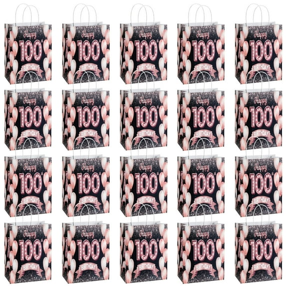 YAHAFEPY 20 Pack Birthday Party Supplies Favor Bags for Adult - Decorative Gift Boxes, Candy Treat Bags for 100th Celebration Decorations