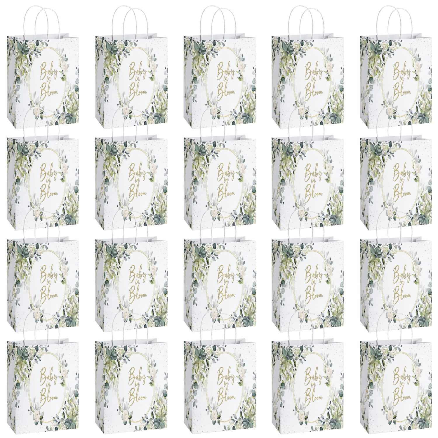 YAHAFEPY 20Pcs Baby In Bloom Baby Shower Party Favor Bags Floral Style