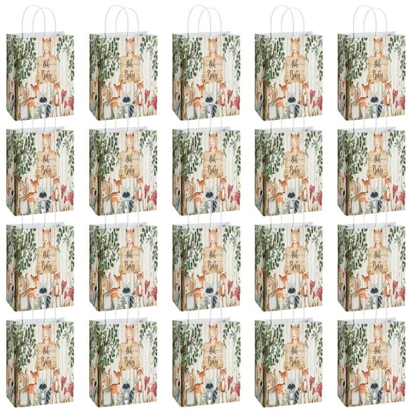 YAHAFEPY 20Pcs Jungle Wild Birthday Theme Party Bags, Party Favor Bags,Birthday Party Decorations, With Handles Favor Bags Candy Gift Bags for Adults BoyGirls Birthday Party