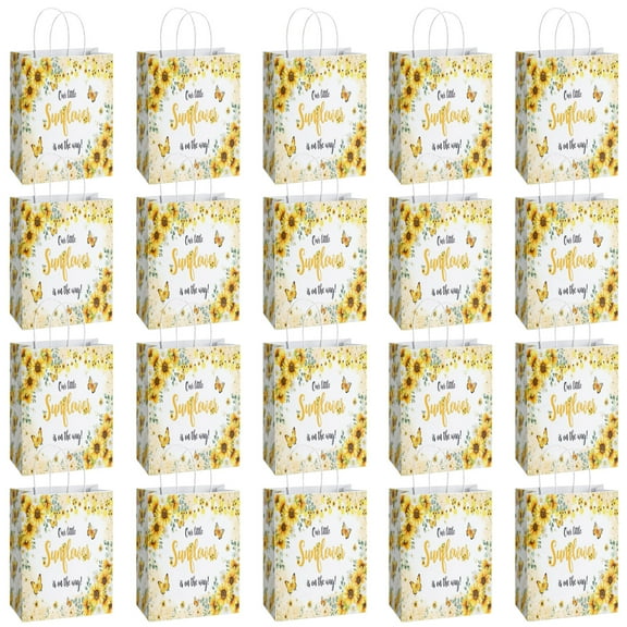 YAHAFEPY 20Pcs sunflowerBirthday Theme Party Bags, Party Favor Bags,Birthday Party Decorations, With Handles Favor Bags Candy Gift Bags for Adults BoyGirls Birthday Party