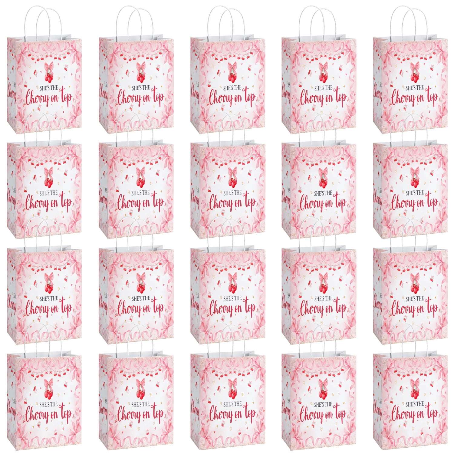 YAHAFEPY Baby Shower Party Favor Bags, She's the Cherry on Top Decorations -20Pcs