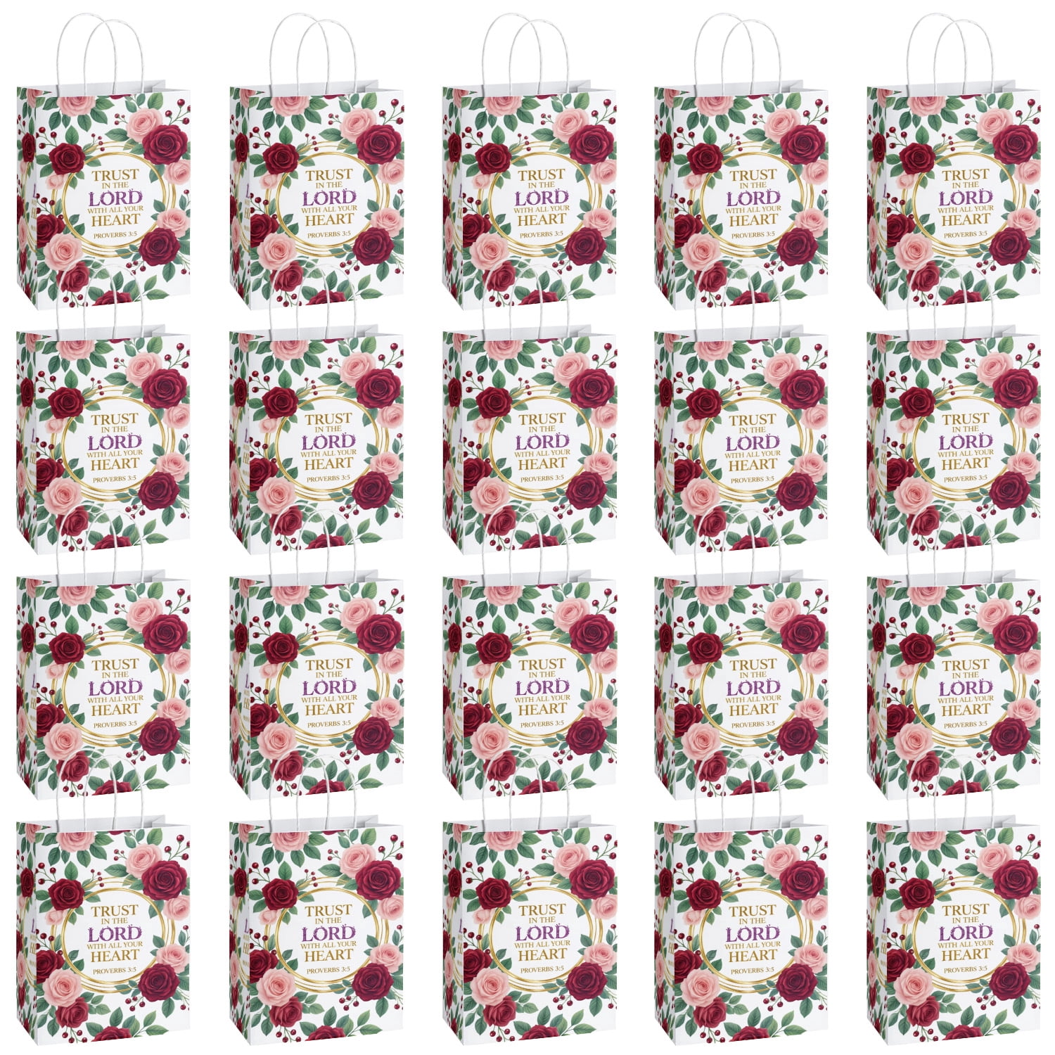 YAHAFEPY Christian Inspirational Party Favor Bags, 20Pcs Baptism Religious Candy Gift Bags for Women Mom Sister