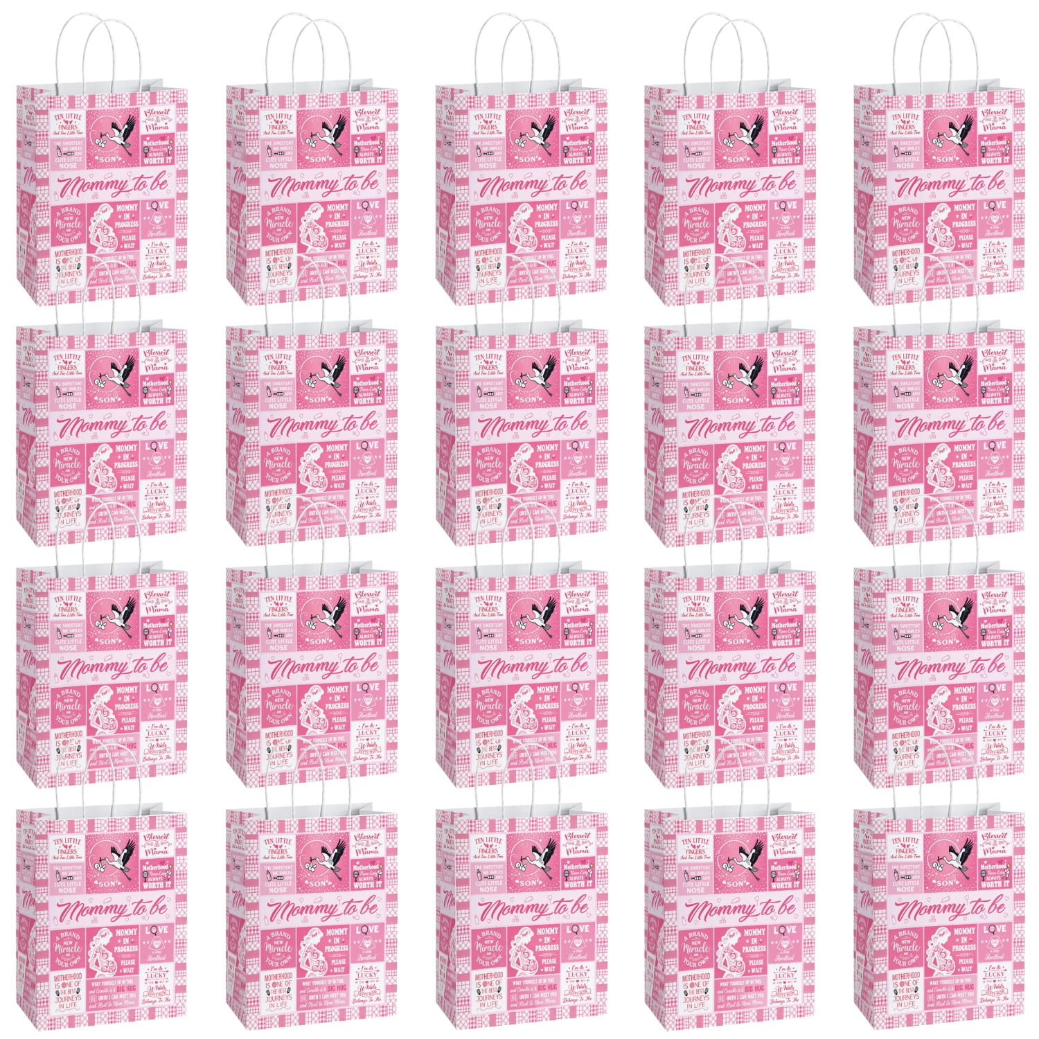 YAHAFEPY Mom to Be Party Favor Bags, 20Pcs Pregnancy Baby Shower Candy Gift Bags with Handles for Expecting Mom