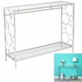 thumbnail image 1 of YAHAOLHGD Toughened Glass Panel Console Table Side Table Circle Shape, 1 of 9