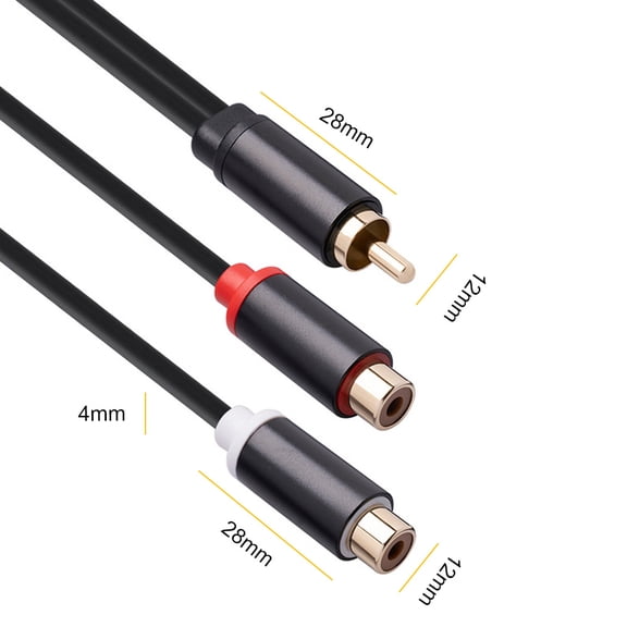 YAHHU 0.3m Audio Speaker Y-Adapter Splitter Cable 1 Male to 2 Female Stereo Audio RCA Cable Gold Plated Metal Shell Flexible PVC Jacket for Subwoofer Amplifier (11.81 inches / 30 cm)