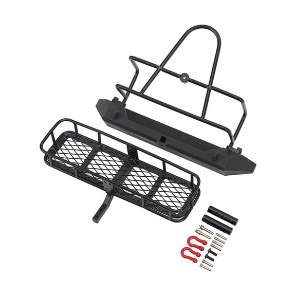 YAHHU 1/10 Scale Aluminum Alloy RC Rear Bumper with Small Trailer Set for Traxxas TRX-4, Axial SCX10 90046 SCX10II 90047 RC Rock Crawlers Upgrade Parts (10.63 inches / 27 cm)