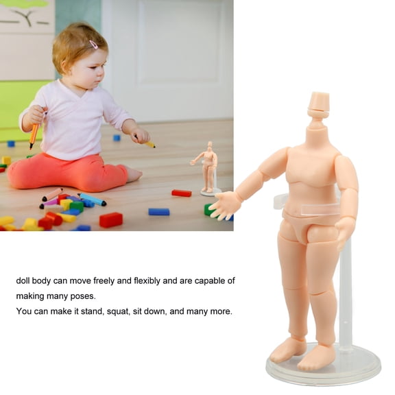 YAHHU 1/12 Scale Doll Body 4.1 inches / 10.4 cm High Flexible Joints Semi Finished Action Figure Accessory. Durable Plastic Cement Ball Joint Construct with Support Stand, Normal White