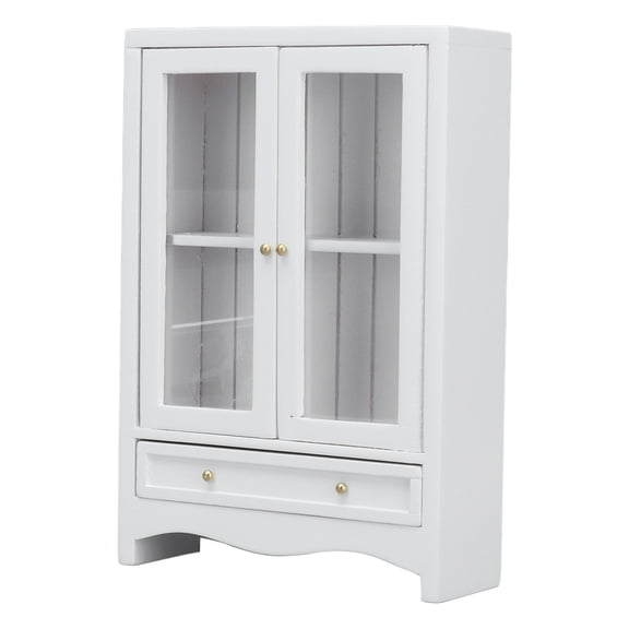YAHHU 1:12 Scale Wooden Dollhouse Cabinet Mini Double Door Display Bookshelf Miniature Furniture for Dollhouse Decoration[cite: 1], 3.9 inches / 10 cm Length[cite: 1], Birch Wood[cite: 1]