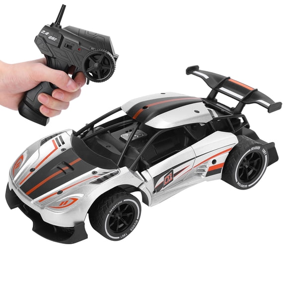 YAHHU 1/16 Scale 2.4G Alloy High Speed Drifting Wireless Remote Control Racing Car, 3.7V Battery Powered, Silver, 9.1 inches / 23 cm