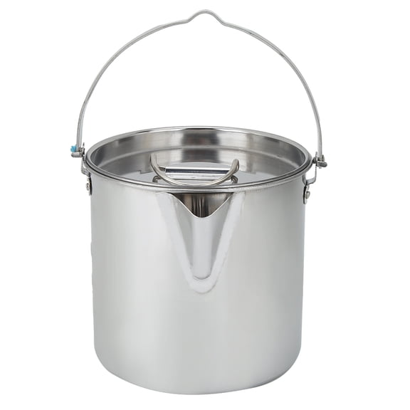 YAHHU 1.2L Outdoor Portable Stainless Steel Hanging Water Pot Kettle, Compact Camping Teapot & Coffee Pot with Foldable Handle, Versatile Picnic Cookware (7.87 x 7.87 in / 20 x 20 cm)