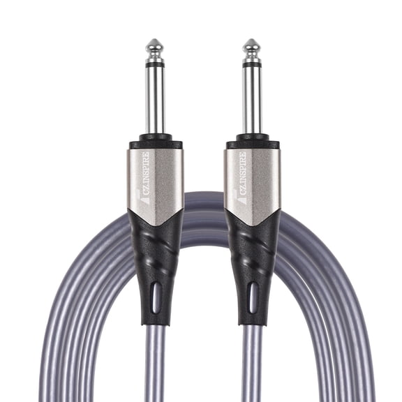 YAHHU 1/4 Inch Audio Instrument Cable 10ft/3M Noise Reduction Dual Straight Interface 6.35mm Mono Waterproof Guitar Cable Compression Resistant Cord for Electric Guitar Keyboard Mixer Silver