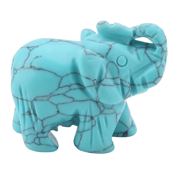 YAHHU 1.5-Inch Natural Stone Carved Elephant Crystal Figurine Home Decoration Furnishing Article Turquoise Gemstone 3.81 cm Healing Energy Collectible Knick-Knack