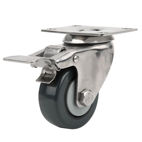 YAHHU 1.5in 304 Stainless Steel Bracket Caster, Polypropylene Wheels, 30kg Load, Silent, AntiSlip, Ideal for Trolleys & Pallets