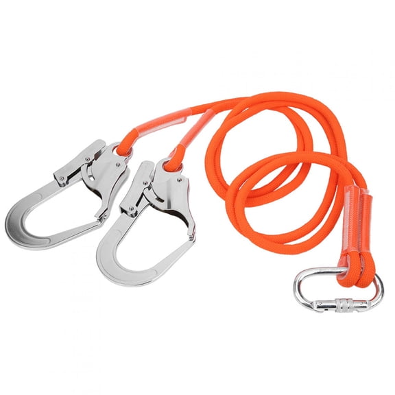 YAHHU 1.6M Aerial Work Safety Belt Rope Heavy Duty Nylon Fall Protection Lanyard for Construction, Power Engineering and Outdoor Industrial Roofing Survival Harness Double Hooks (5.25ft / 1.6m)