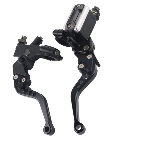 YAHHU 1 Pair 7/8 inch 22mm Universal Motorcycle Brake Clutch Master Cylinder Reservoir Levers, Adjustable CNC Aluminum Black