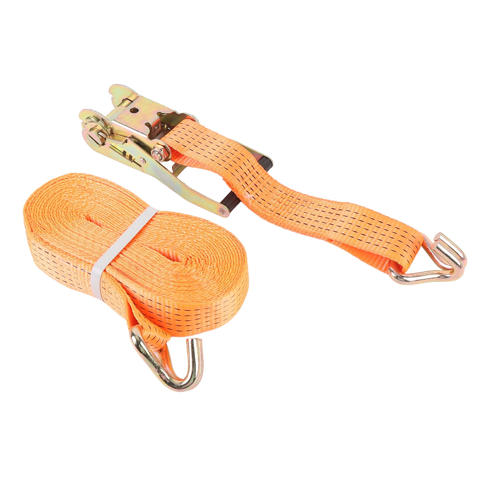YAHHU 1 Set 2 Inch x 32.8 ft (10m) Heavy Duty Ratchet Tie Down Strap, Carbon Steel & Nylon, Orange Double J-Hook, 5511 lbs Working Load, 11023 lbs Breaking Load