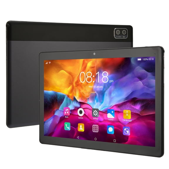 YAHHU 10.1 inches / 25.4 cm Tablet for Android 12 5G WiFi 6GB RAM 128GB ROM Calling Tablet PC Front 200W Rear 500W Camera 1960x1080 IPS 10 Core 8800mAh Battery 100-240V Black US Plug Edition