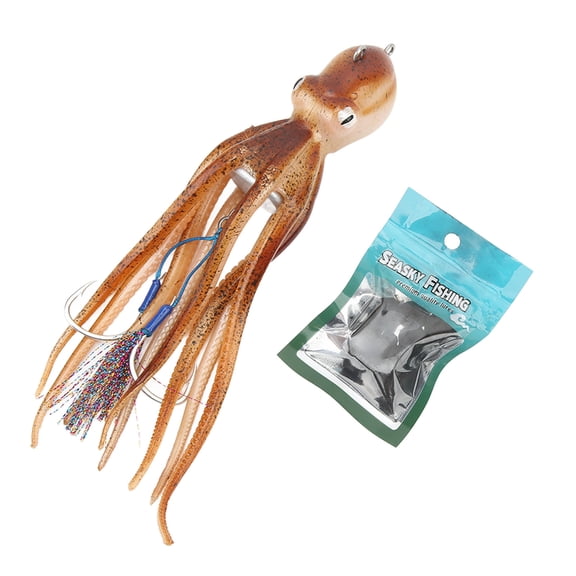 YAHHU 10.58 oz / 300g Lifelike Octopus Fishing Lures Bionic Squid Baits for Saltwater Ship Fishing, 9.84 in / 25 cm