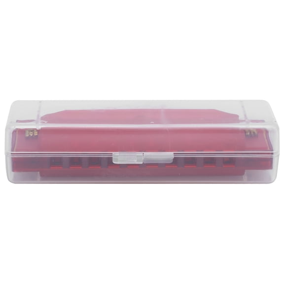 YAHHU 10-Hole Diatonic Harmonica for Kids and Adults, Translucent Plastic Musical Instrument with Protective Storage Box, Beginner Pocket Size Woodwind, Crimson