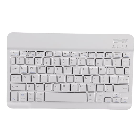 YAHHU 10 Inches / 25.4 cm Wireless Bluetooth 3.0 Keyboard for Tablets Smartphones and Computers Portable Rechargeable Slim Silent Typing Accessory in Elegant White Finish