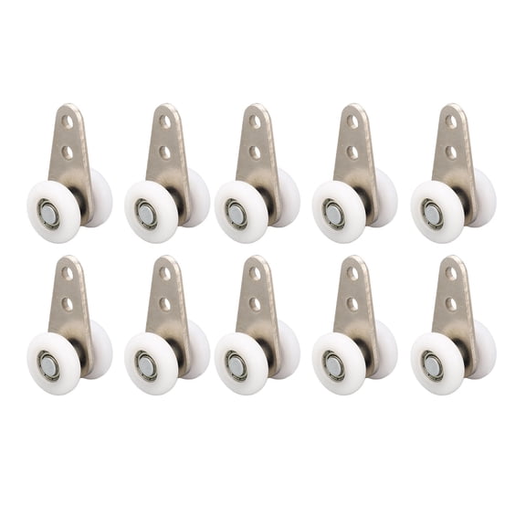 YAHHU 10Pack 23mm Nylon Pulleys with StainlessSteel Brackets White Sliding Door & Window Roller Wheels
